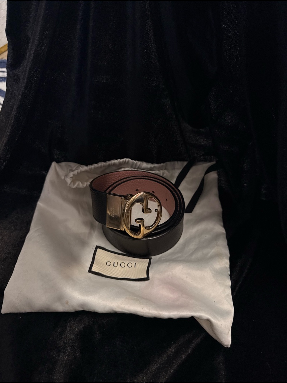 Gucci Black & pink reversible Leather Belt